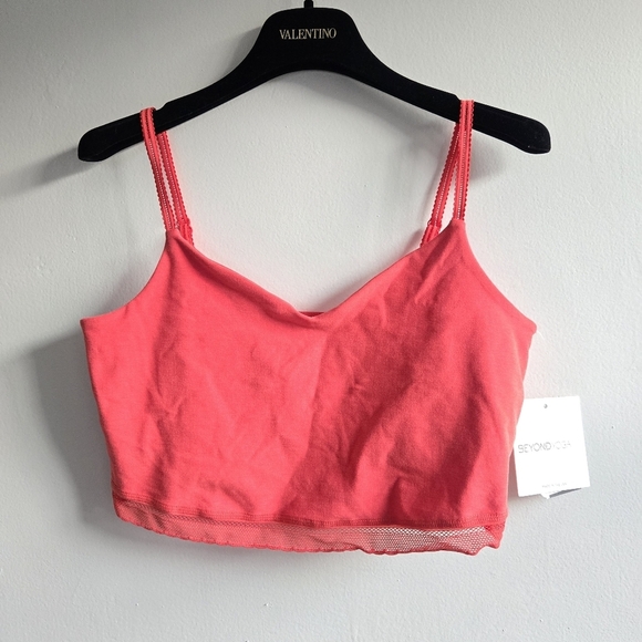 New Beyond Yoga Spacedye Allure Lace Trim Tank Top Rashh Orange NWT - Picture 6 of 9